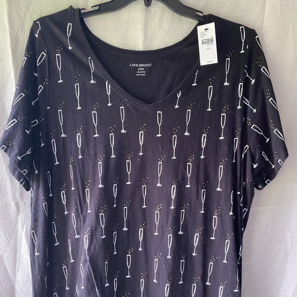 NWT - Short Sleeve Lane Bryant Black Tee with Champagne Flutes - Picture 1 of 5